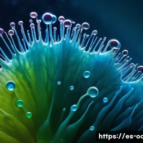 해양미생물학 연구 - **Prompt:** A mesmerizing, highly detailed macro photograph of a drop of ocean water, teeming with v...